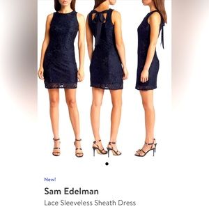 Sam Edelman Lace Sleeveless Sheath Dress with Back Bow Tie